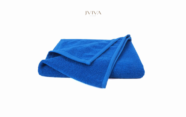 Jviva - ผ้าขนหนูเช็ดหน้า / ผ้าเช็ดผมคอตตอน (Hotel Collection)  -  สีน้ำเงิน