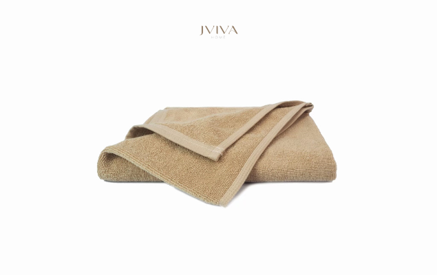 Jviva - ผ้าขนหนูเช็ดหน้า / ผ้าเช็ดผมคอตตอน (Hotel Collection)  -  สีเบจ